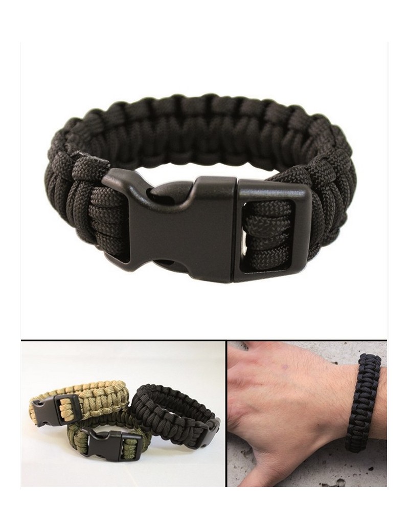 Paracord Bracelet 1,5cm (Plastic Buckle) - Black [Miltec]