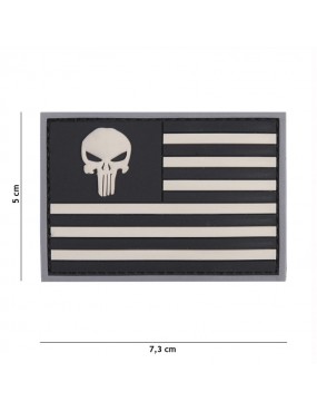 Patch - Punisher USA Flag - Grey & Black