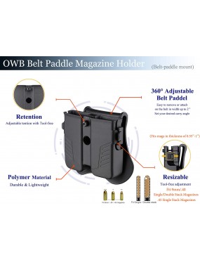 Universal Double Magazine Pouch - Black [Amomax]